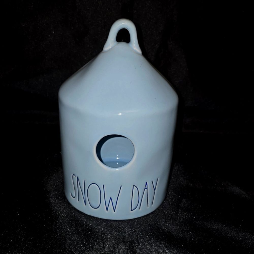 Rae Dunn "SNOW DAY" Sky Blue Bird House Piggy Bank